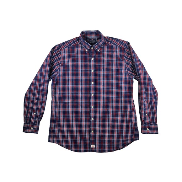 Vineyard Vines Mens Slim Fit Murray Shirt Red Blue Plaid Button Down - Picture 1 of 6